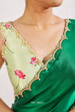 Kumud Green Satin Silk Saree  women's fashion mart
