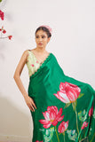 Kumud Green Satin Silk Saree  women's fashion mart