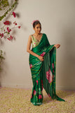 Kumud Green Satin Silk Saree  women's fashion mart