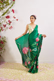 Kumud Green Satin Silk Saree  women's fashion mart