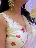 Kumud Off White Organza Silk Saree -saree white women's fashion mart