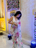 Kumud Off White Organza Silk Saree -saree white women's fashion mart