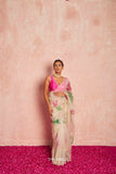 Kamal Beige Organza Silk Saree with Raani  women's fashion mart