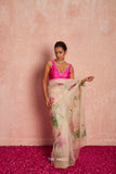 Kamal Beige Organza Silk Saree with Raani  women's fashion mart
