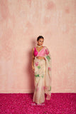 Kamal Beige Organza Silk Saree with Raani  women's fashion mart