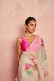 Kamal Beige Organza Silk Saree with Raani  women's fashion mart