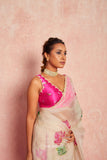 Kamal Beige Organza Silk Saree with Raani  women's fashion mart