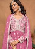 Pink Faux Georgette Sequins Embroidered Designer Top Sharara Suit - women's fashion mart