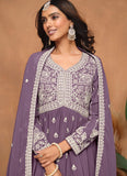 Purple Faux Georgette Sequins Embroidered Designer Top Sharara Suit - women's fashion mart