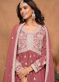 Rust Brown Faux Georgette Sequins Embroidered Designer Top Sharara Suit - women's fashion mart