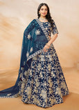 Elegant Designer Navy Blue Embroidered Art Silk Lehenga Choli - women's fashion mart