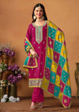 Glowing and Dazzling Chinon Silk Pink Salwar Suit - women's fashion mart