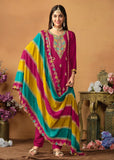 Glowing and Dazzling Chinon Silk Pink Salwar Suit - women's fashion mart