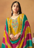 Glowing and Dazzling Chinon Silk Yellow Salwar Suit - women's fashion mart