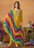 Glowing and Dazzling Chinon Silk Yellow Salwar Suit - women's fashion mart