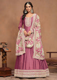 Elegant Art Silk Pink Embroidered Anarkali Gown - women's fashion mart