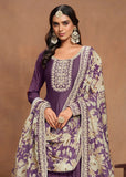 Elegant Art Silk Purple Embroidered Anarkali Gown - women's fashion mart
