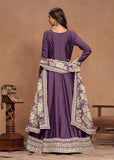 Elegant Art Silk Purple Embroidered Anarkali Gown - women's fashion mart