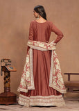 Elegant Art Silk Brown Embroidered Anarkali Gown - women's fashion mart