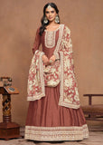 Elegant Art Silk Brown Embroidered Anarkali Gown - women's fashion mart