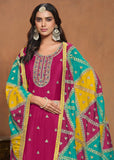Glowing and Dazzling Chinon Silk Pink Salwar Suit - women's fashion mart