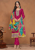 Glowing and Dazzling Chinon Silk Pink Salwar Suit - women's fashion mart
