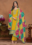 Glowing and Dazzling Chinon Silk Yellow Salwar Suit - women's fashion mart
