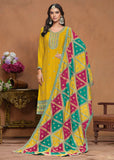 Glowing and Dazzling Chinon Silk Yellow Salwar Suit - women's fashion mart