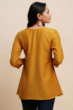 Mustard Color Bewitching Embroidered Readymade Short Kurti.