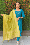 Teal Blue Designer Kurti Set for Summer  women's fashion mart