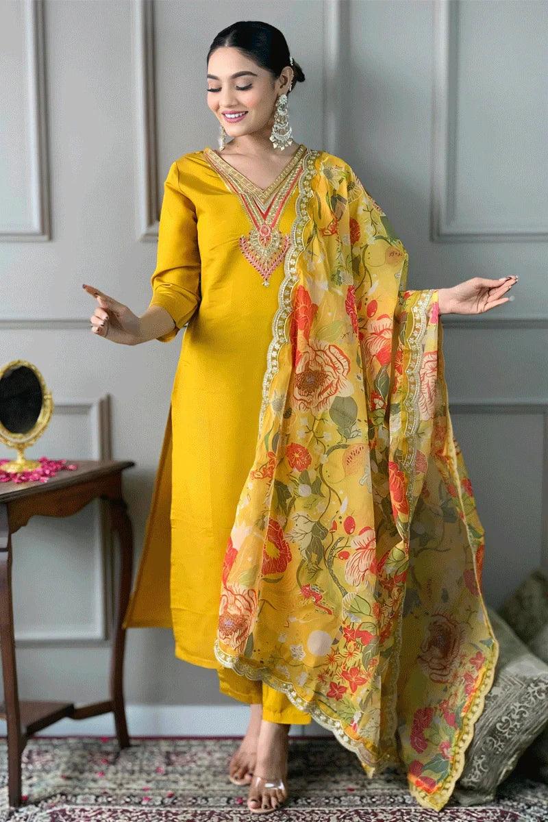 Chanderi Silk haldi kurti for wedding 2025  women's fashion mart