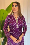 Designer Purple Bandhani Print Kurti For Women  women's fashion mart