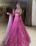 Trending Pink Lehenga choli with dupata -Lehenga Choli Pink / free size upto 42 inches / unstich women's fashion mart