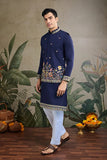 Stylish Navy Men's Kurta Koti Set – Elegant & Trendy