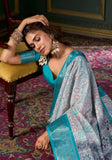 Phenomenal Turquoise Soft Dola Silk Printed Saree - women's fashion mart