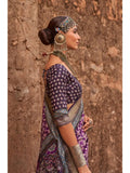Iconic Wine Viscos Silk Ajrakh and Kalamkari Printed Saree - women's fashion mart