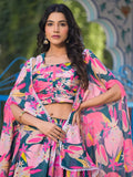 Peerless Pink Slim Georgette Floral Printed Lehenga Choli - women's fashion mart