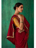 Brilliant Burgundy Satin Jacquard Worked Party Wear Saree - women's fashion mart
