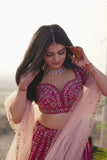Slub Silk Embroidered Pink Color Bridal Lehenga Choli For Woman - women's fashion mart