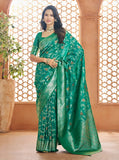 Exquisite Sea Green Pure Banarasi Silk Traditional Saree - women's fashion mart