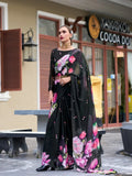 Classic Designer Black Pure Georgette Printed Saree - women's fashion mart