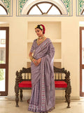 Fabulous and Lustrous Lavender Silk Printed Traditional Saree - women's fashion mart