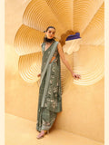 Majestic Olive Green Daani Georgette Printed Saree - women's fashion mart