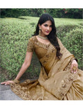 Fabulous Light Brown Ombre Style Tissue Silk Embroidered Saree - women's fashion mart