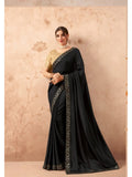 Classic Black Fancy Embroidered Party Wear Saree - women's fashion mart