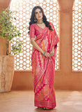 Pristine Dark Pink Pure Banarasi Silk Traditional Saree - women's fashion mart