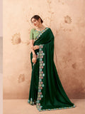 Gorgeous Deep Green Fancy Embroidered Party Wear Saree - women's fashion mart