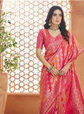 Pristine Dark Pink Pure Banarasi Silk Traditional Saree - women's fashion mart