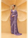 Gorgeous Dusky Purple Daani Georgette Printed Saree - women's fashion mart