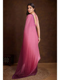 Pristine Pink Shaded Chinon Swarovski Worked Saree - women's fashion mart